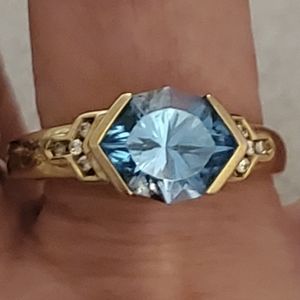 SOLD! DONT PURCHASE 375 stamped blue topaz/ diamond ring